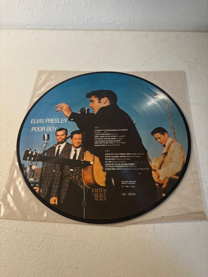 ELVIS PRESLEY POOR BOY PICTURE DISC MADE IN DENMARK 1984 AR 30018 ROCKABILLY VG+ Foto 1 de 2
