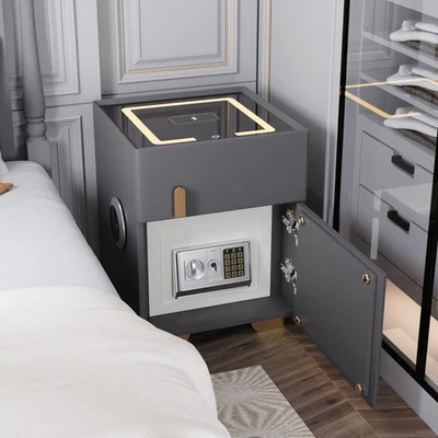 Nightstand With Safe Box And Led Lights And Wireless Charge&Bluetooth Speaker - Image 1 of 4