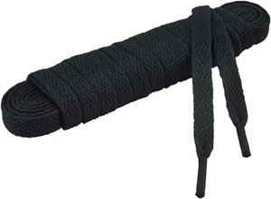 Flat Shoelaces 5/16" Laces Wide Solid Colors 54 inches (137 cm), Black - Picture 1 of 4