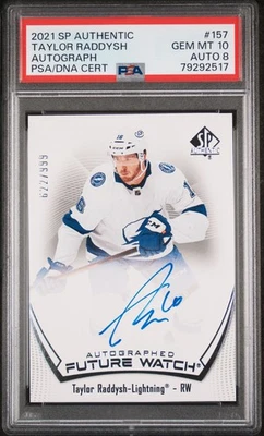 2021 SP AUTH AUTO #157 TAYLOR RADDYSH 622/999 PSA 10 AUTO 8 - Image 1 of 2