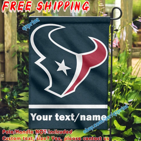 Custom Name Text Houston Texans Garden Flag Double Sided 12x 18" Fans Gift NFL Cover