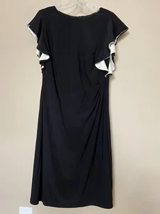 NWT Ralph Lauren Womens Jersey Flutter Sleeve Sheath Dress Black Size 10 - Picture 1 of 9