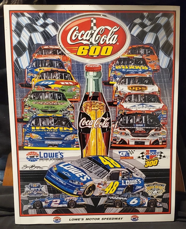 NASCAR May 2005 Coca-Cola 600 Lowes Motor Speedway Program & Poster w/ Protector - Image 1 of 4