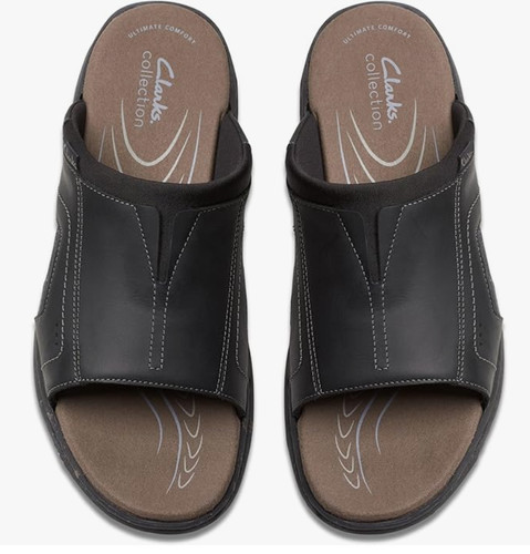 NUOVI sandali medi Clarks Collection in pelle nera con fascia Walkford taglia 8!