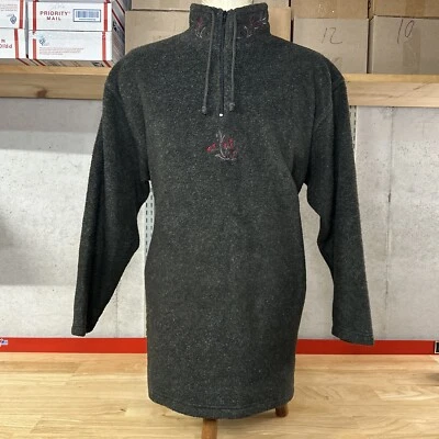 Suéter polar Victoria’s Secret 1/4 cremallera para mujer L grande gris rosas Foto 1 de 4