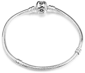 Fashion Silver Love stamped Clasp Snake Chain Bracelets for European Charm Bead