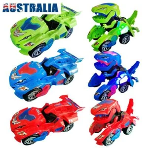 Kids Automatic Transforming Dinosaur LED Car Toy Transformer With Light & Music - Picture 1 of 15