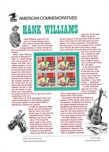 Panel conmemorativo USPS #419-HANK WILLIAMS MNH 29c negro - Imagen 1 de 1