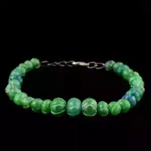 90.00 Cts Green Emerald Carved Beautiful Beaded Womens Bracelet - Imagen 1 de 3
