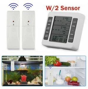 1set Wireless Freezer Thermometer 2 Remote Sensors Alarm Digital Display Clock - Picture 1 of 3