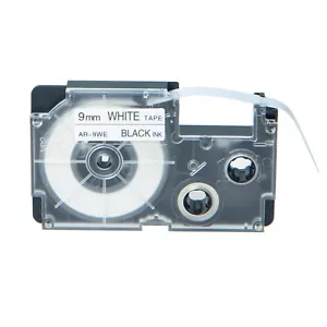 Compatible Casio KL-100 EZ Label Maker Tape Black on White XR9WE XR-9WE 9mm - Picture 1 of 11
