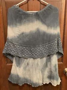 Women’s Jen’s Pirate Booty Brand Blue Tie Dye Shrug/Poncho Linen Tank Top SzL/OS - Picture 1 of 11