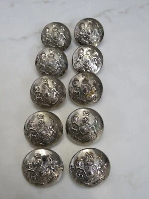 10 Large Pre WWI British Army Military Chromed General Service Buttons 26mm - Image 1 of 3