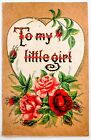 Postcard PMK 1908 Arthur Schüerer Germany TO MY LITTLE GIRL Embossed Roses Heart