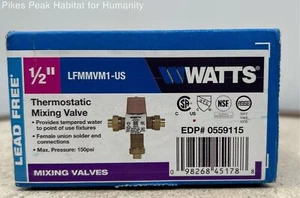 Watts Thermostatic Mixing Valve 1/2” 150psi max LFMMVM1-US - Picture 1 of 7