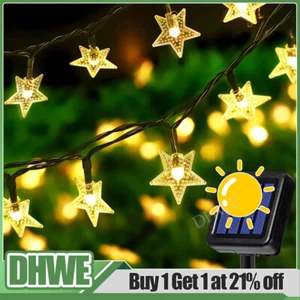 Solar Powered Fairy String LED Star Lights Waterproof Party Garden Outdoor Decor - Picture 1 of 18