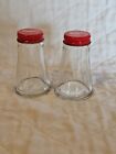 ADOLPH'S Glass Spice Jar Two Ounce Clear    Set of Two Vintage  With Lids EMPTY