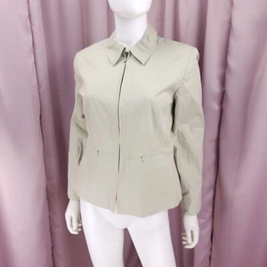 Petite Sophisticate Women's Beige Cotton Lined Long Sleeve Full-Zip Jacket 8P - Picture 1 of 7