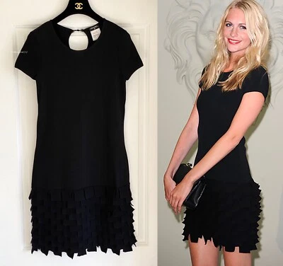 VESTIDO MANGA CORTA 10A CHANEL MINI FALDA CON VOLANTES PUNTO NEGRO 40 Foto 1 de 4