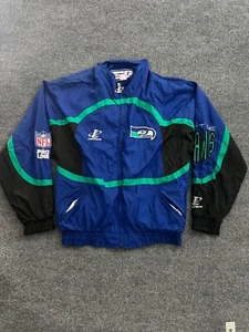 Vintage anni 90 Seattle Seahawks Pro Line Logo Atletico Uomo Medium Winbreaker - Foto 1 di 9