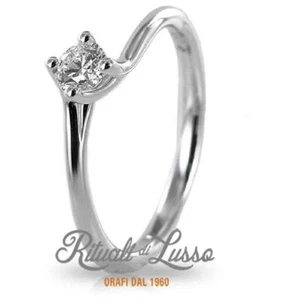 Anello solitario oro bianco 18 kt. diamante naturale da ct.0.18 gioielli donna  - Imagen 1 de 3