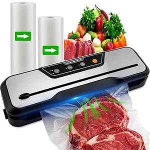 Food Vacuum Sealer Machine with 2 Rolls Food Vacuum Sealer Bags, Food Storage Sa - Picture 1 of 12