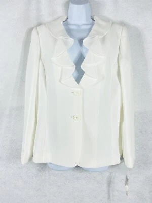 Preston & York Jacket Women’s 14 White Julie Blazer Ruffles Long Sleeves New - Image 1 of 4