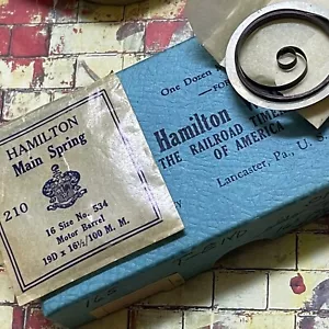 Nuevo de lote antiguo Hamilton resorte principal 16s motor barril reloj de bolsillo talla 16 No. 534 - Imagen 1 de 6