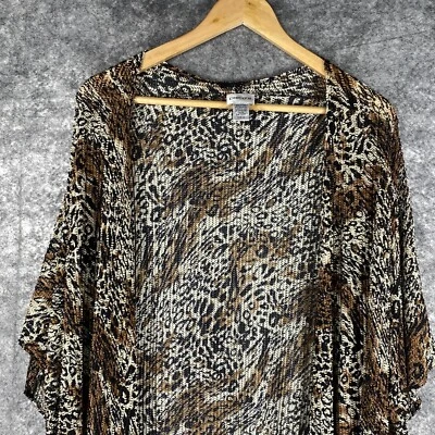 Chicos Sweater 2 Women L Sheer Cheetah Tribal Crinkle Pelisse Airy Open Made USA - Imagem 1 de 4