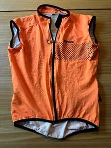 Santin Nimbus Cycling Wind Vest Mens Small Windproof Orange Zip Pocket - Picture 1 of 4