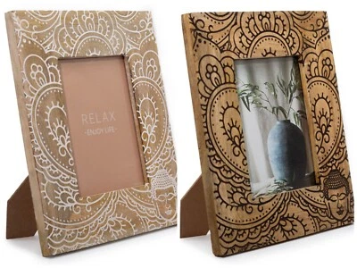 Marco de fotos de mango decorado con mandala de Buda 7x5" (13x18 cm) hecho a mano Foto 1 de 2