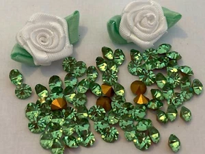 Swarovski #1100 1012 Round Pointed Rhinestones Peridot REPAIR CRAFT Post Free - Picture 1 of 13