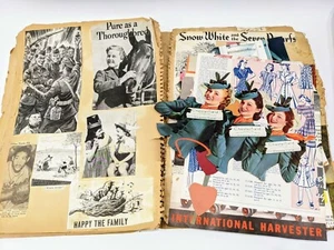Vintage Sammelalbum Handwerk Schatzfundgrube: Militär, Sport, Anzeigen, Cartoons usw. - Bild 1 von 12