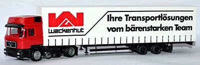 Man F90 Tetto Alto Pianificazione Semirimorchio Lowliner Inoltro Wackenhut 1:87 - Immagine 1 di 4