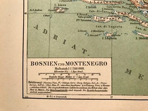 Landkarte Bosnien und Montenegro, Serbien, Meyer 1892 - Picture 1 of 2