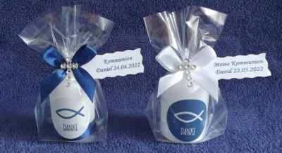 Taufe Kommunion Konfirmation Danke Kerzen Gastgeschenke Tischdeko - Bild 1 von 4