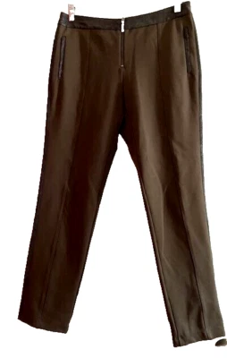 Catherine Malandrino Women Brown Pants Faux Suede Side Trim, Belt Size 6 - Image 1 of 4