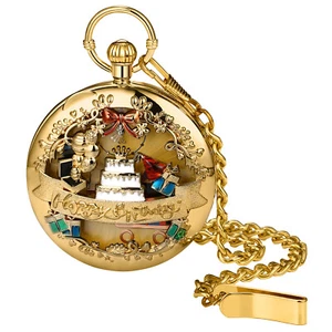 Unique Musical Box Playing《Happy Birthday》Quartz Pocket Watch for Birthday Gifts - Picture 1 of 7