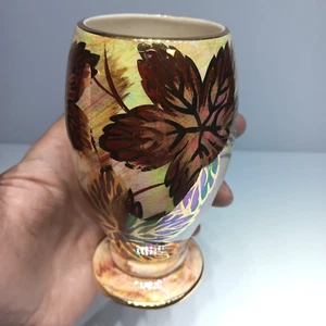 Beautiful Vintage OLDCOURT WARE Luster Ceramic Vase Cup 5" Hand Painted England - Picture 1 of 9