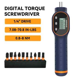 1/4" Digital Torque Screwdriver 7.08-70.8 in-lbs Drive Torque Wrench Drill Bit - Picture 1 of 22
