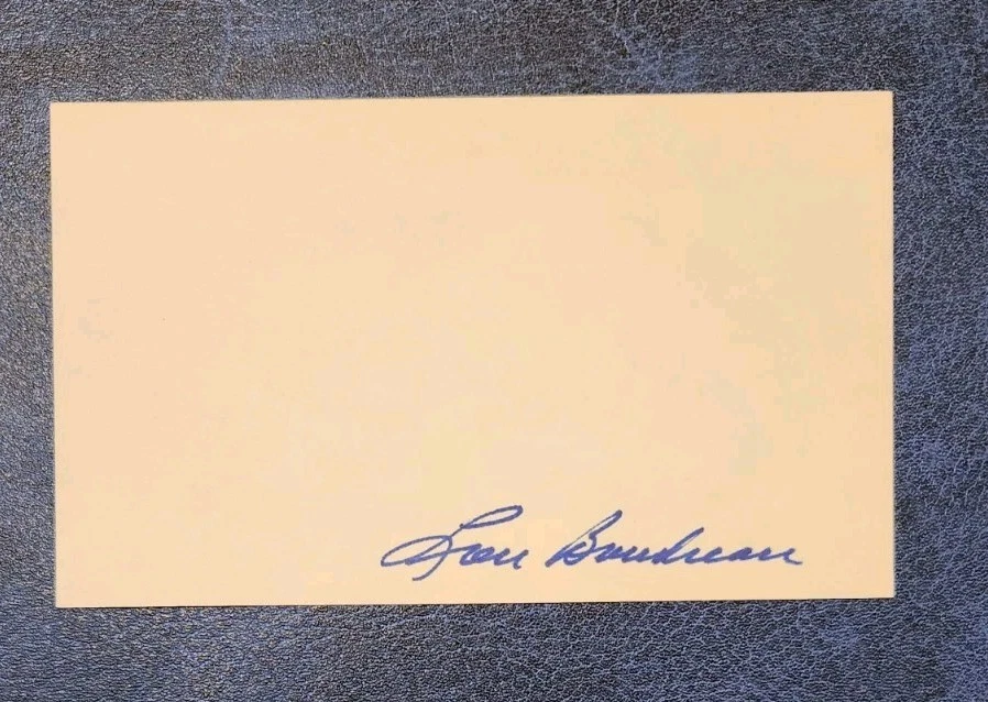 Lou Boudreau Autograph Auto Signed Index Card Cleveland Indians Boston Red Sox - Image 1 of 1