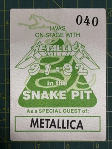 METALLICA 1991-1992 TOUR, SNAKE PIT BACKSTAGE PASS - Picture 1 of 2
