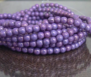 Dark Lavender Lumi Czech Glass Beads 4mm Round 50 Pcs Smooth Druk - Picture 1 of 4