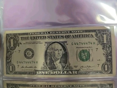 Circulated 2013 One Dollar Bill G44744474H - Image 1 of 3