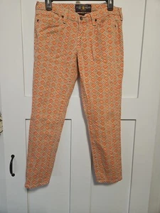 Lucky Brand Charlie Capri Pants Women's Size 8 Orange/tan  stretch Actual 30x27 - Picture 1 of 12