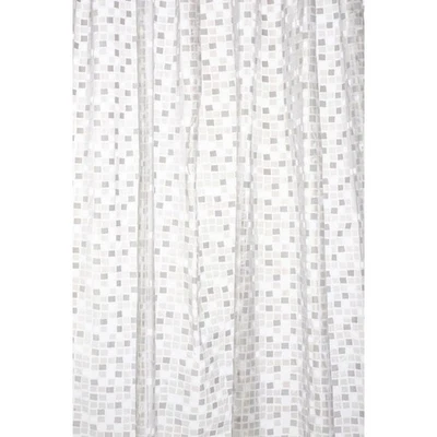 Croydex Silver Mosaic PVC Shower Curtain 180x180cm Waterproof Bathroom Decor