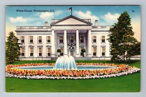 Washington D.C. Postal de colección de la Casa Blanca coloridos jardines fuente piscina - Imagen 1 de 2