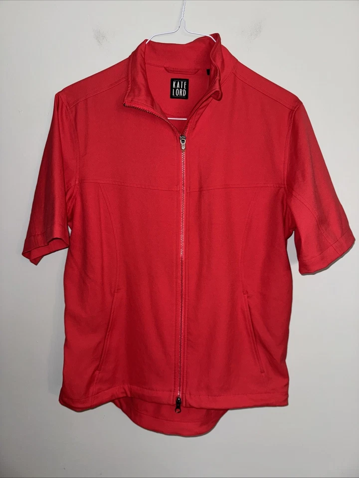 New Kate Lord Short Sleeve Jacket Windshirt Medium Bright Coral Golf - Image 1 of 4