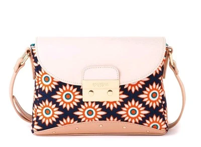 Spartina 449 Tybee Push Lock Hipster Leather Blue Beige Crossbody Bag Studded — 第 1/4 张图片