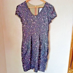 InWear UK 10 Black Lace Fitted Shift Dress Full Length Rear Zip - Picture 1 of 7